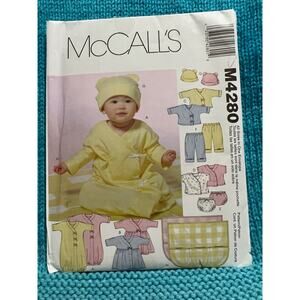 McCalls 4280 sewing pattern Baby layette blanket sleeper top pant top swaddle